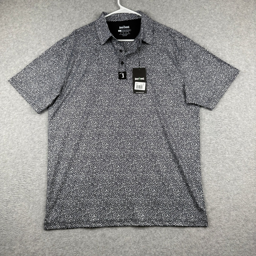 Bogey Bros Hidden Words Golf Polo Mens Large Black White New